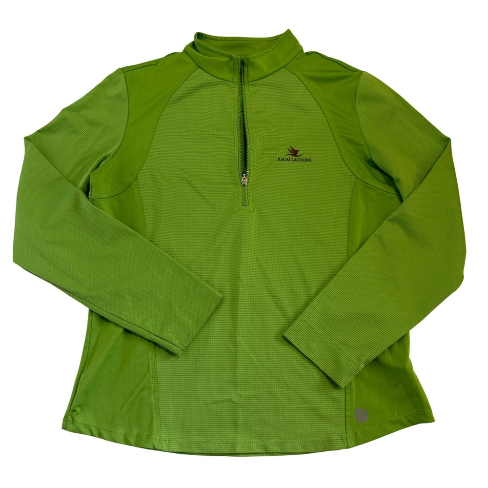 Swing Kauai Lagoons Lime Green Quarter Zip Pullover Womens Sz M Athletic Golf